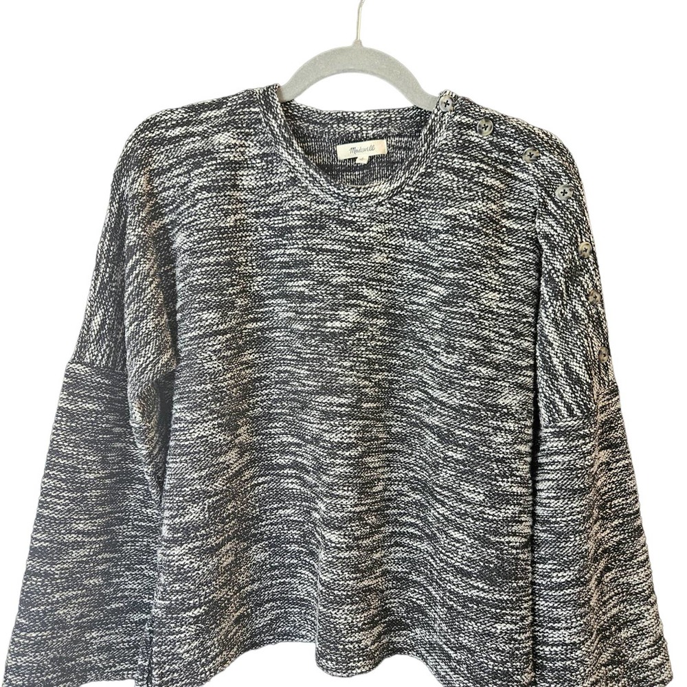 Madewell Black & White Knit Sweater with Buttons.  Womens size Small.